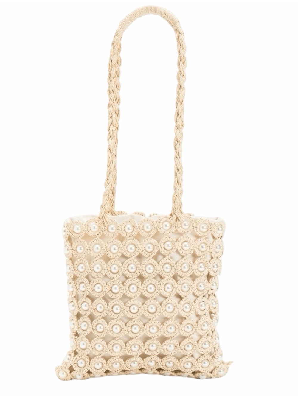 Haute Hippie Cream Beaded Straw Tote